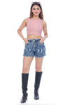 Ribbed sleeveless crop top in blush pink – soft, stylish, and breathable