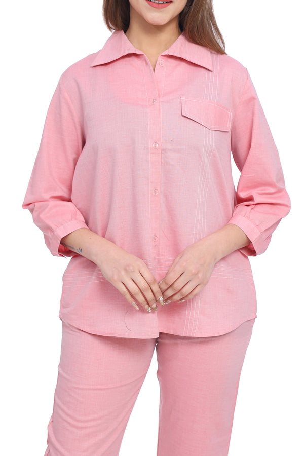 Moda Elementi Casual Cotton Co-Ord Set - Pink