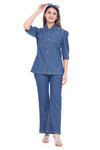 Women's Denim Co-Ord Set – Shirt & Flared Pants