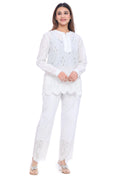 Moda Elementi Cotton Chikankari Kurta Set - White