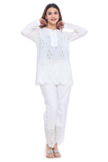 Moda Elementi Cotton Chikankari Kurta Set - White