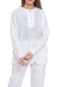 Moda Elementi Cotton Chikankari Kurta Set - White