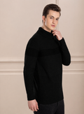 Colourblocked Woollen Ribbed Pullover Sweater