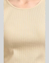Casual Regular Sleeves Solid Women Beige Rib Top