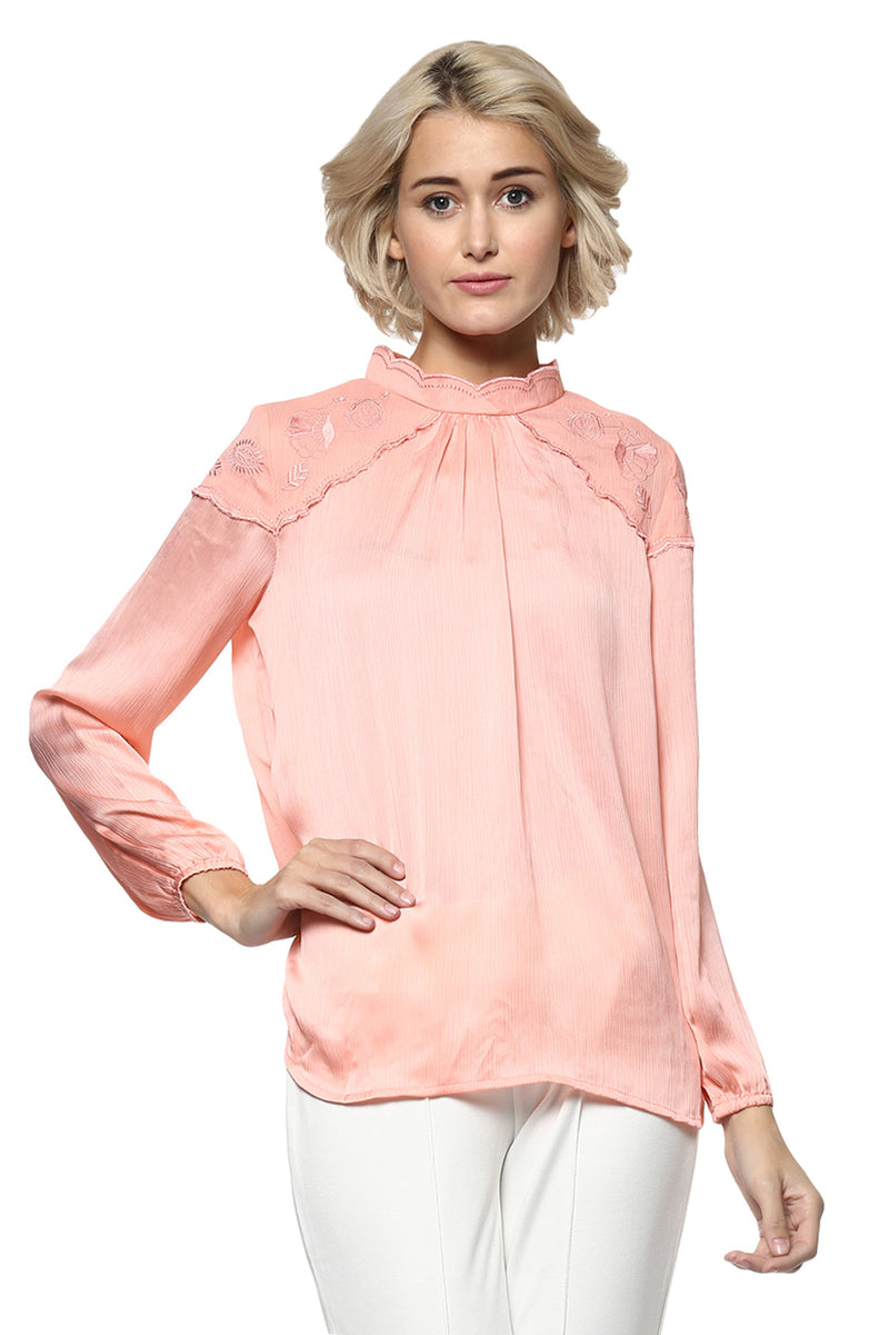 Shoulder Embroidered Casual Top - MODA ELEMENTI