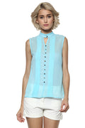 Solid Self Designed Casual Top - MODA ELEMENTI