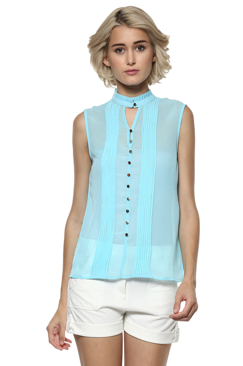 Solid Self Designed Casual Top - MODA ELEMENTI