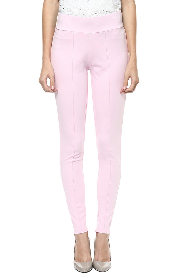 Comfy Match Solid Pink Jeggings - MODA ELEMENTI