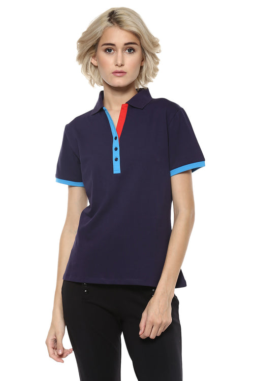 Navy Solid Polo T-Shirt - MODA ELEMENTI