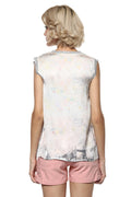 Applique Art printed sleeveless Top