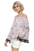 Boho Off Shoulder Printed Top - MODA ELEMENTI