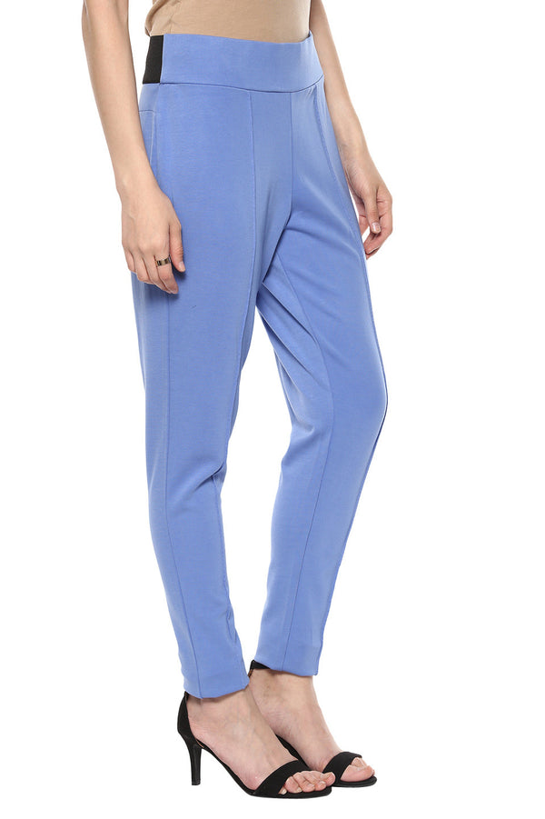 Comfy Match Solid Blue Jeggings - MODA ELEMENTI