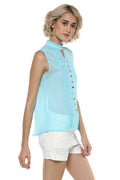 Solid Self Designed Casual Top - MODA ELEMENTI
