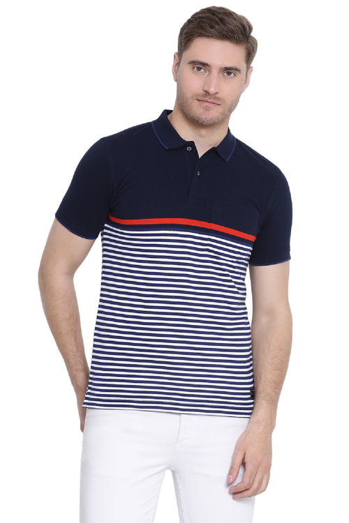 Engineering Stripes Polo T shirt