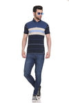 Axmann Striped Men Mandarin Collar T-Shirt