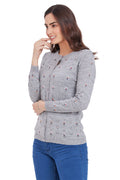 Self Embroidery Floral Cardigan