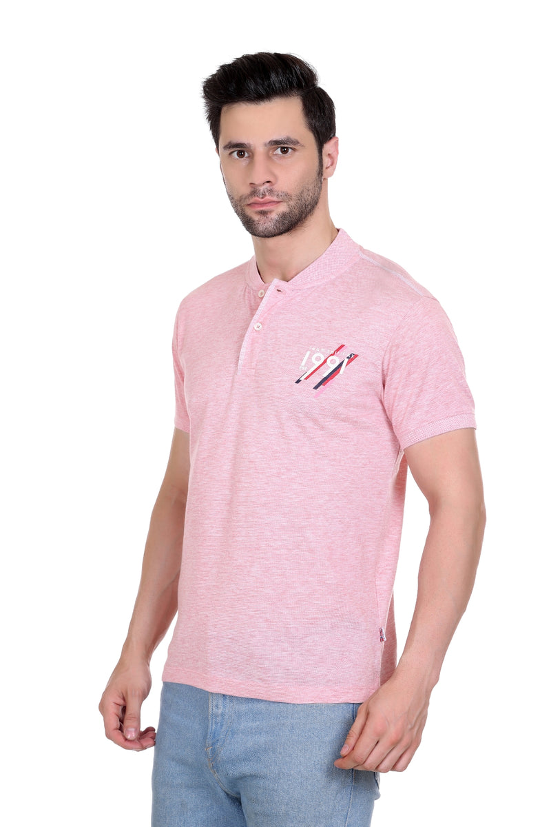 Solid Men Mandarin Collar White T-Shirt