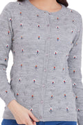 Self Embroidery Floral Cardigan