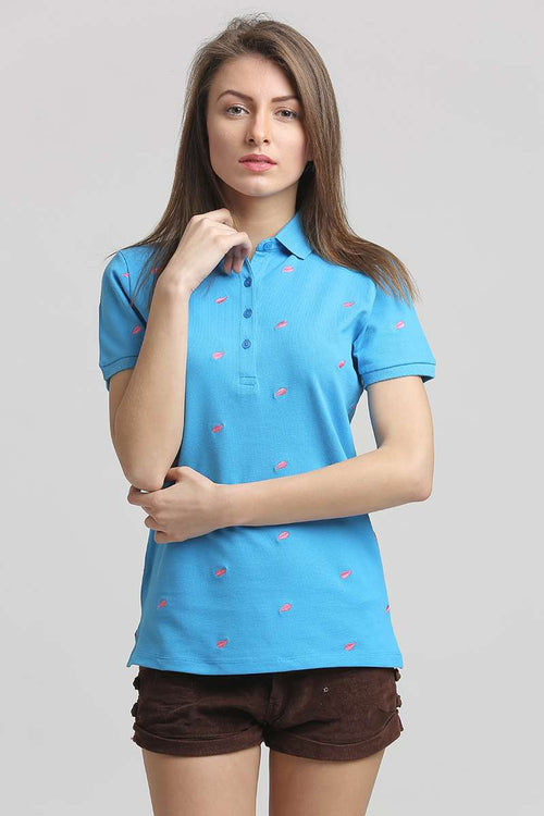 Embroidered Leaf Polo T-Shirt - MODA ELEMENTI