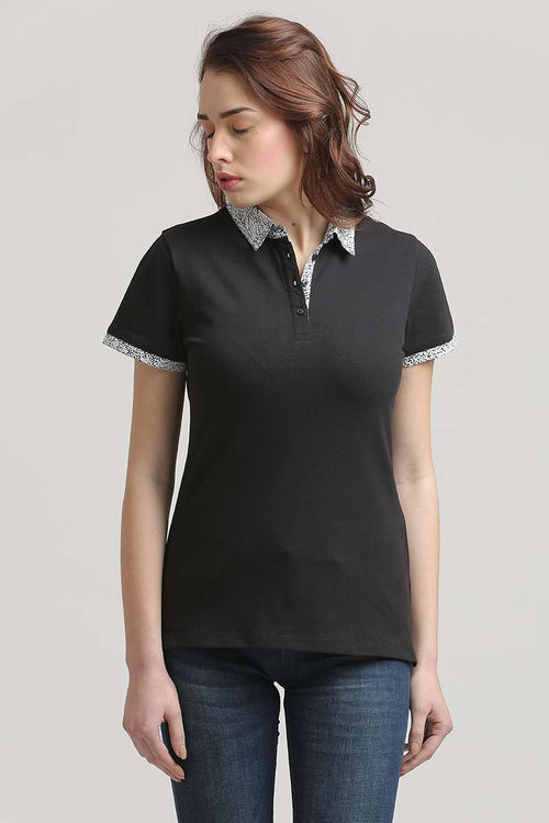 Grain Printed Collar Polo T-Shirt - MODA ELEMENTI
