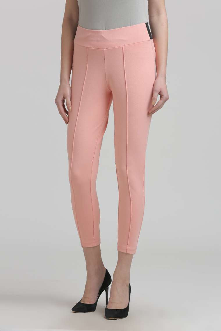 Peach Solid Jeggings - MODA ELEMENTI