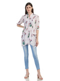 Front Buttoned Floral Printed Dress