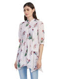 Front Buttoned Floral Printed Dress