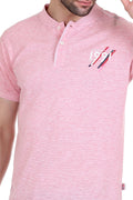 Solid Men Mandarin Collar White T-Shirt