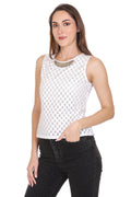 Designer white sleeveless Top