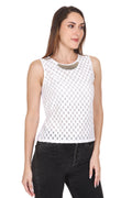 Designer white sleeveless Top