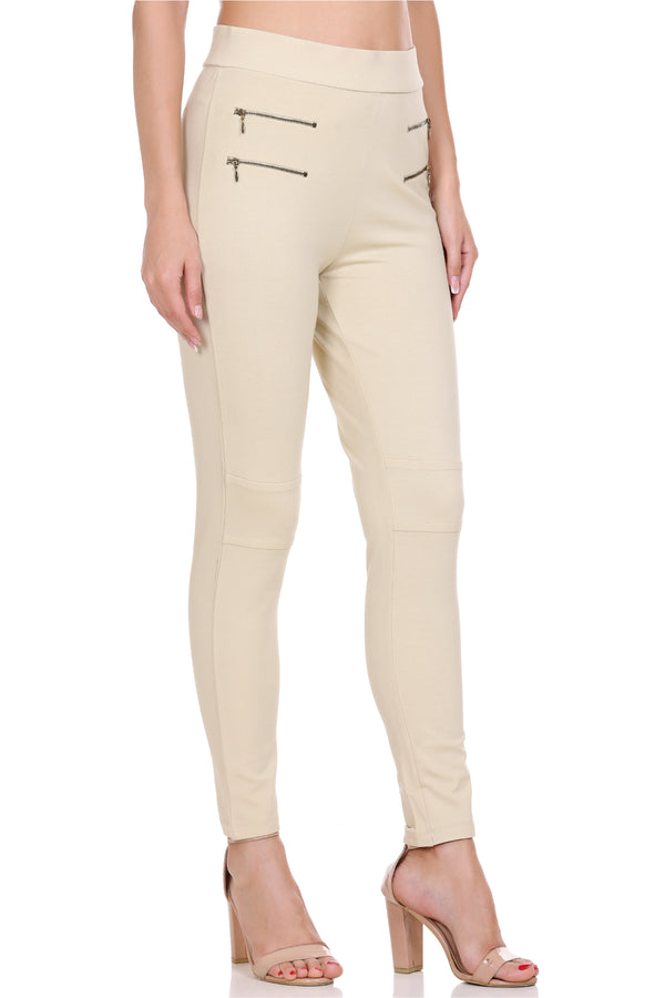 Solid fit Beige Leggings for women
