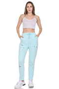 Sky color track pant for women