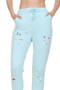 Sky color track pant for women