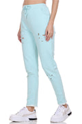 Sky color track pant for women