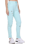 Sky color track pant for women