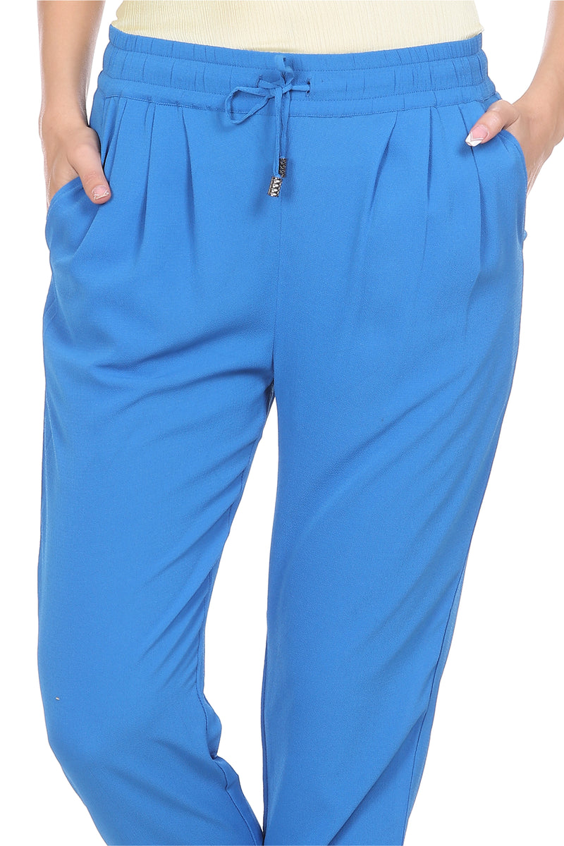 Blue color track pant for women
