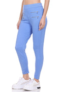 Solid fit Blue Leggings for women