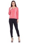 Diamond Cut Designed Hot Pink Cardigan