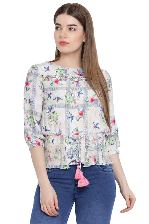 Floral Tassel Top