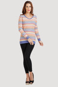 V Neck Multi Striped Jumper - MODA ELEMENTI