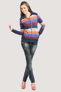 Full Sleeve Multicolor Zipper Hooded Sweatshirt - MODA ELEMENTI