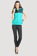 Front Zipper Sleeveless Hooded Sweatshirt - MODA ELEMENTI