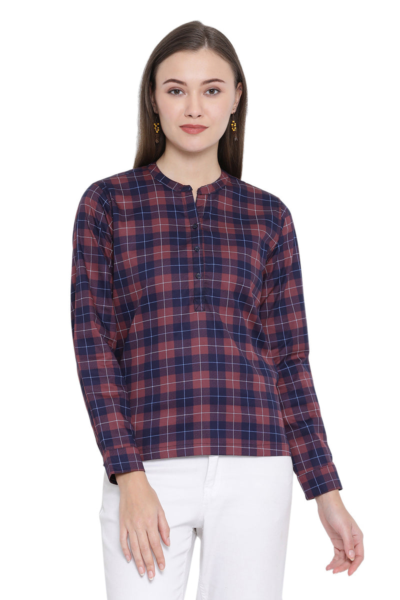 Mandarin Collar Half Placket Shirt