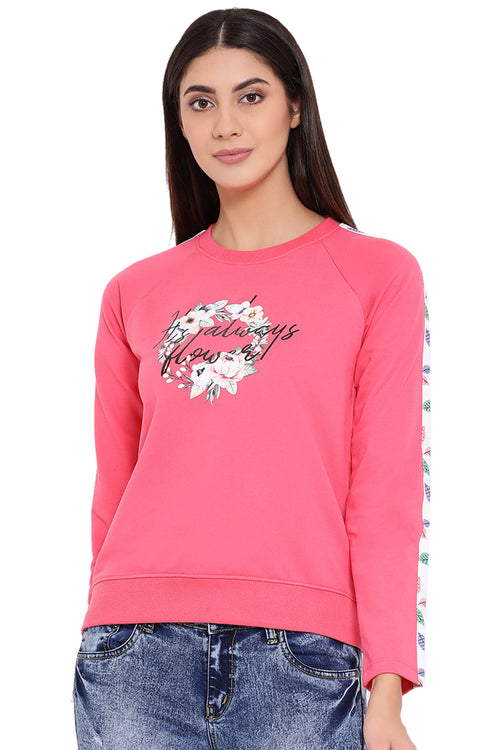 Coral Floral Printed Sweatshirt