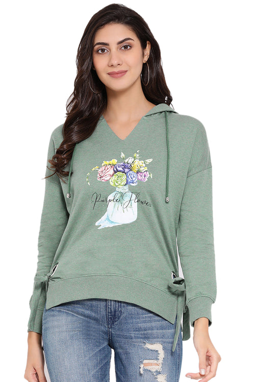 Floral Print Casual Hoodie