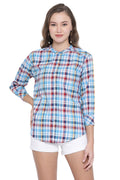 Checkered Mandarin Collar Shirt