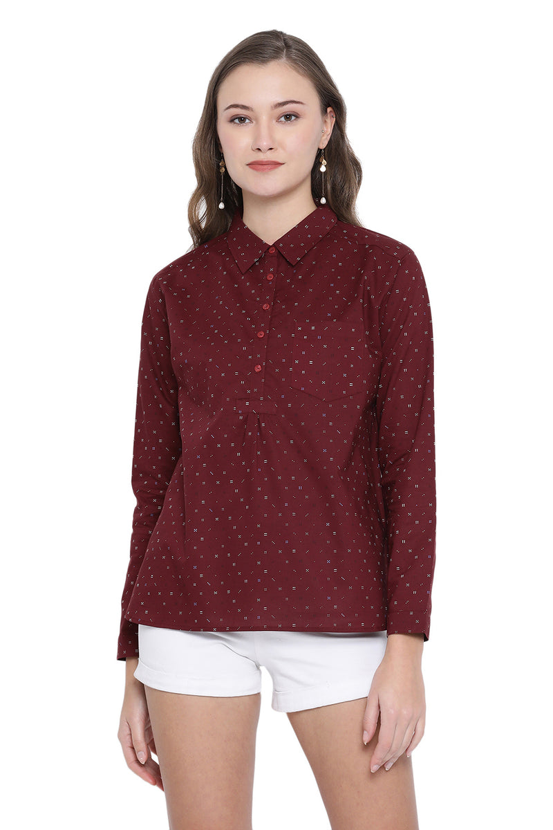 Half Placket Full Sleeve Shirt