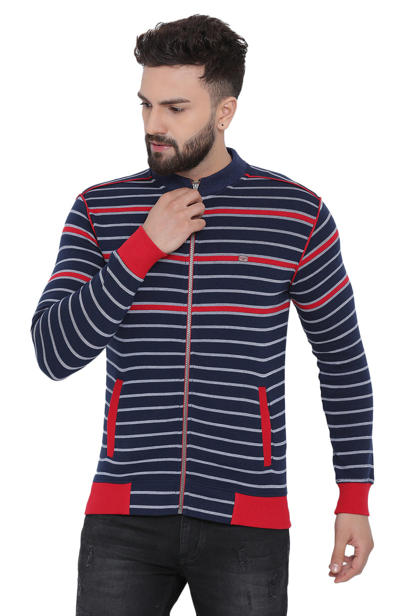 Axmann Basix Striped Zipped Sweatshirt