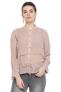 Front Tie Streak Casual Top
