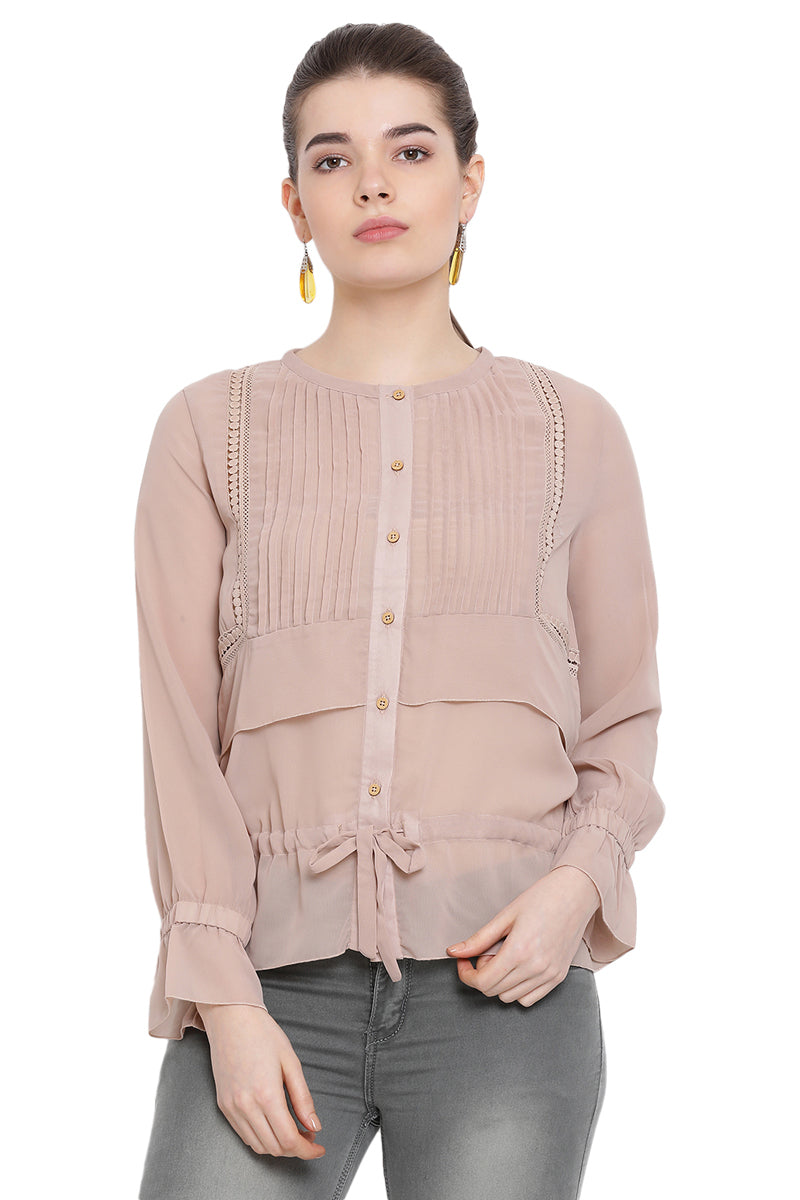 Front Tie Streak Casual Top